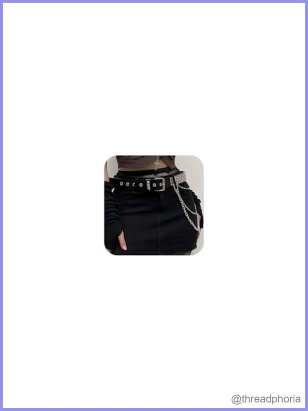 PU Leather Chain Belt Removable Alloy Chain Punk Goth Waist Accessory